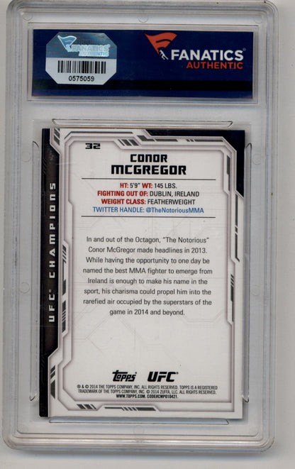 Back of Conor McGregor 2014 Topps Champions Auto Fanatics Authenticated trading card