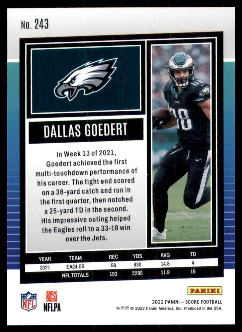 2022 Score Dallas Goedert Philadelphia Eagles #243