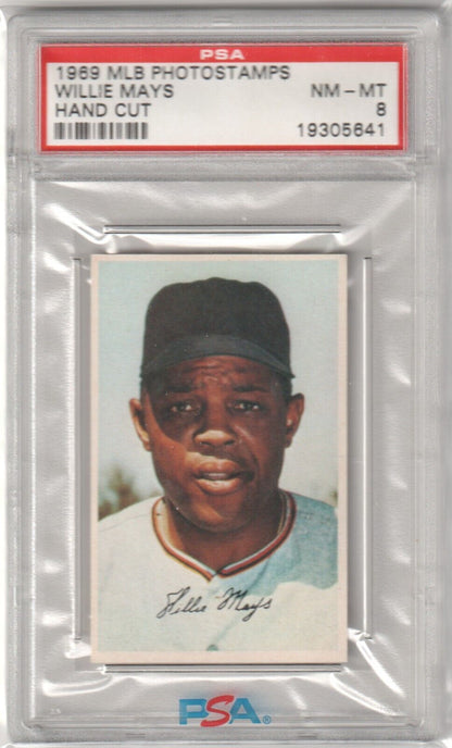 PSA-graded 1958 MLB photostamp in protective case for Willie Mays single cards from Columbia Hobby