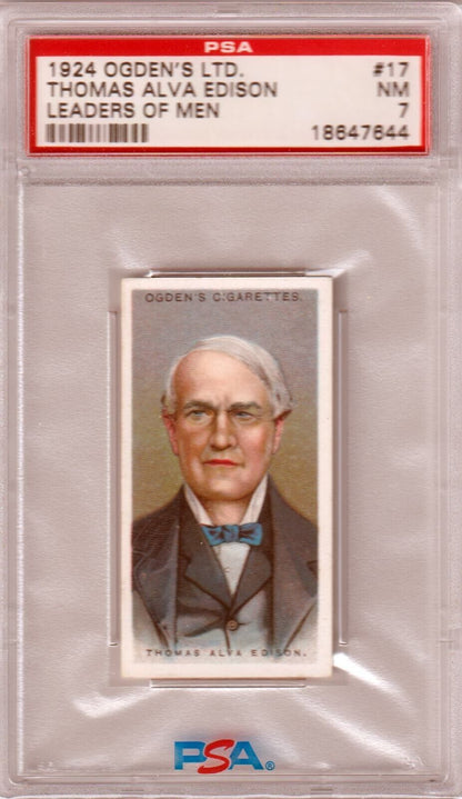 PSA-graded 1924 Ogden’s Ltd Leaders of Men Thomas Edison trading card for columbia hobby