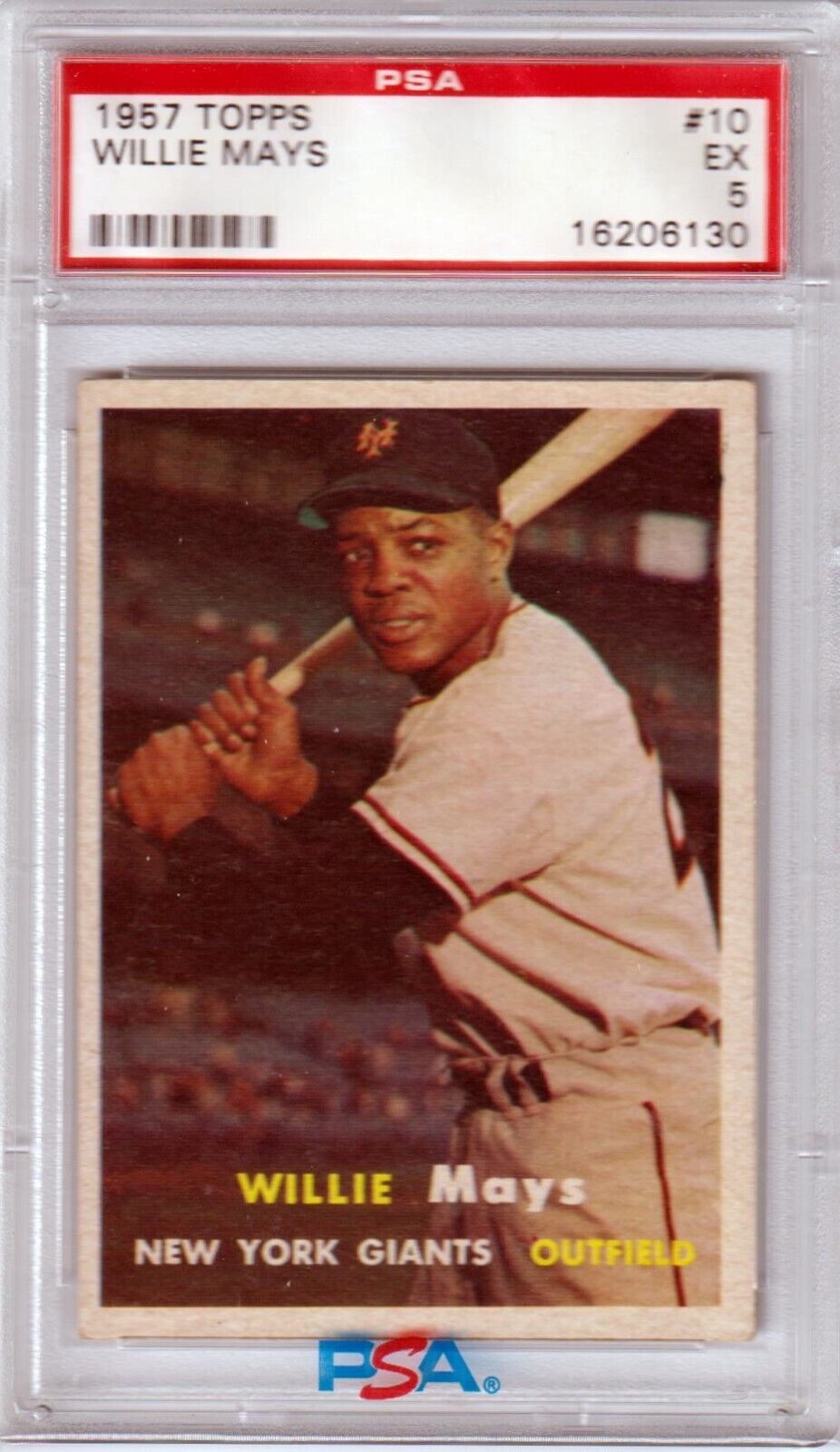 PSA-graded 1957 Topps Willie Mays baseball card, ideal for single cards collectors at Columbia Hobby