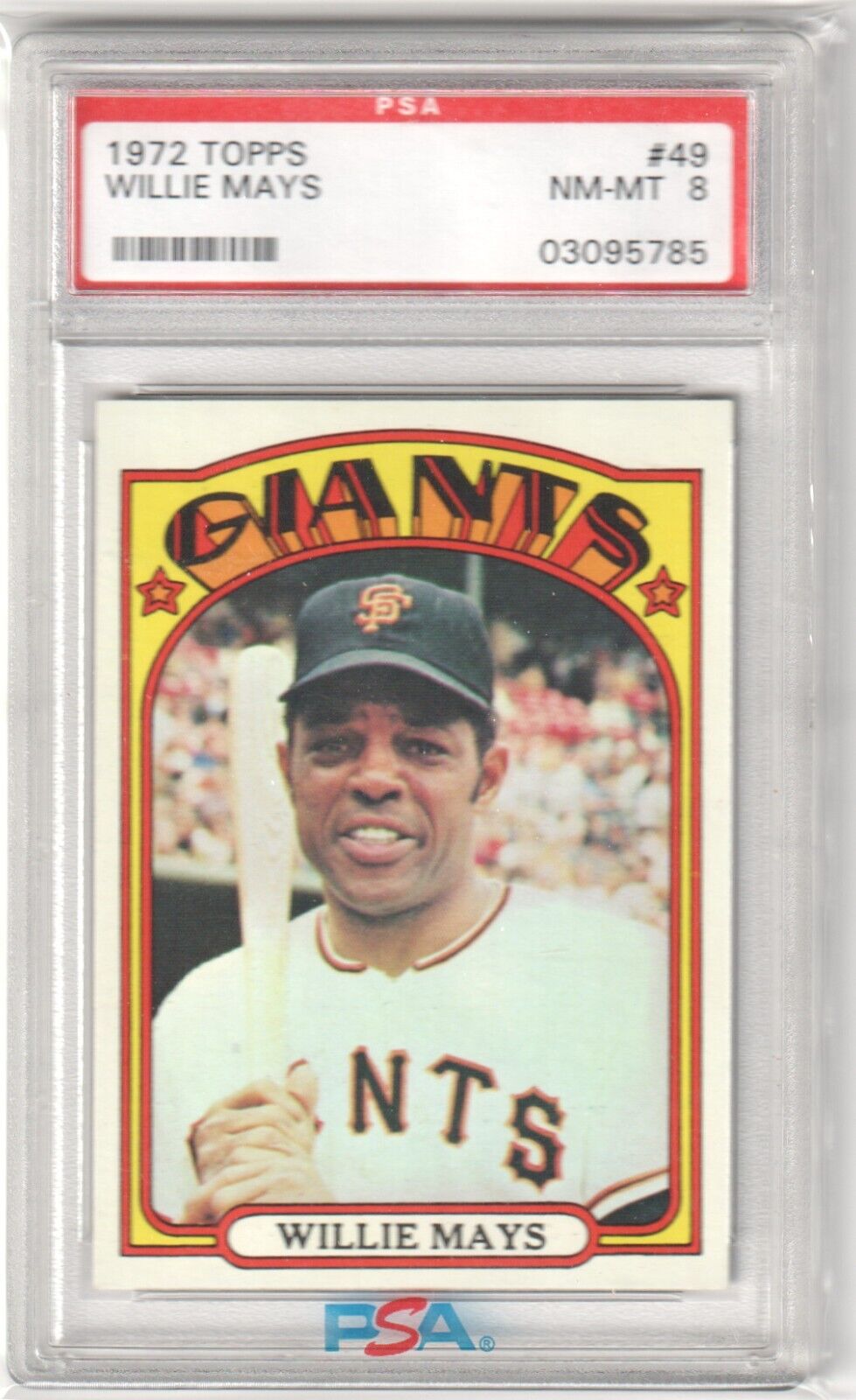 PSA-graded 1972 Topps Willie Mays card for Giants fans at Columbia Hobby with free shipping