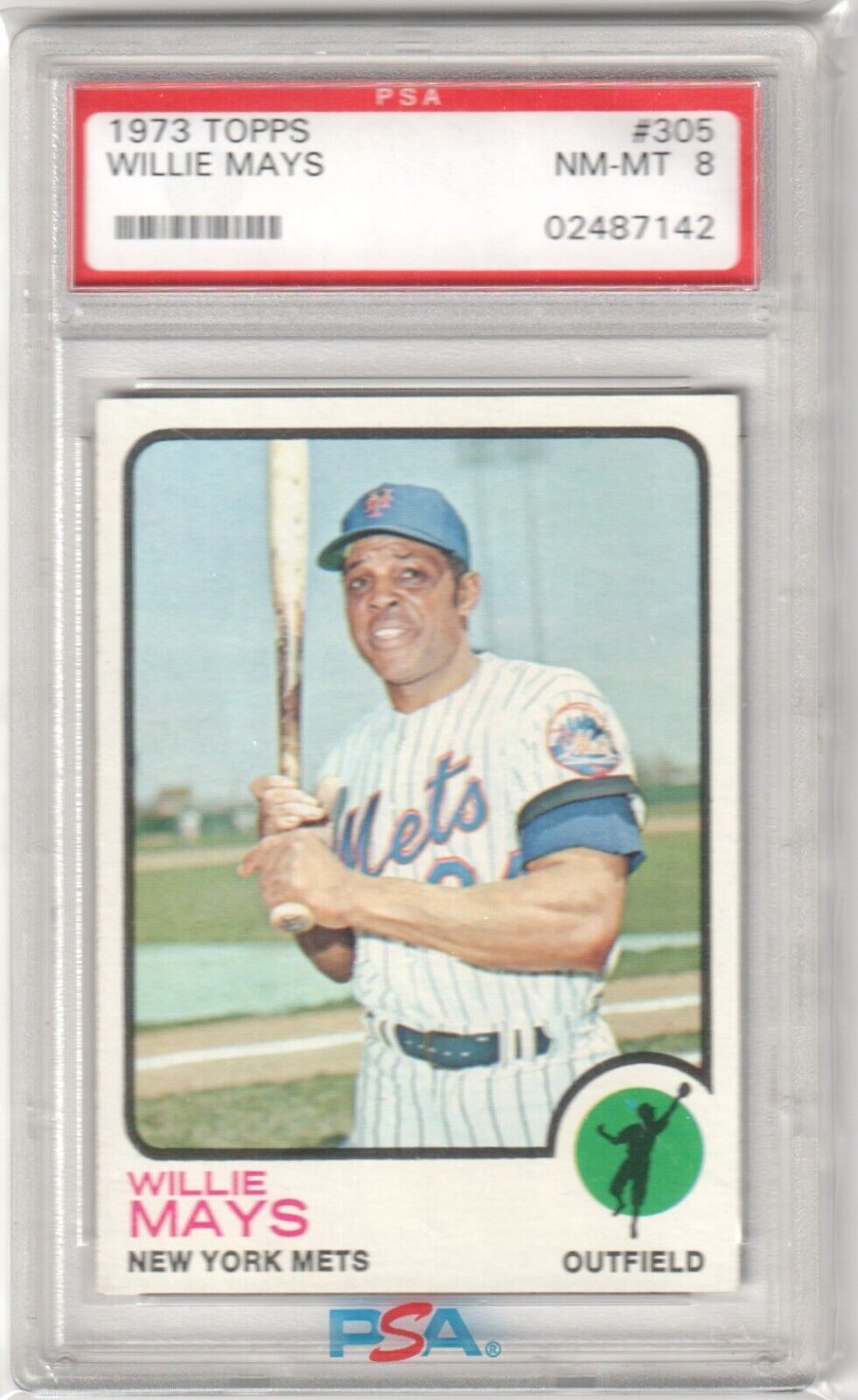 PSA-graded 1973 Topps New York Mets baseball card in protective case from Columbia Hobby