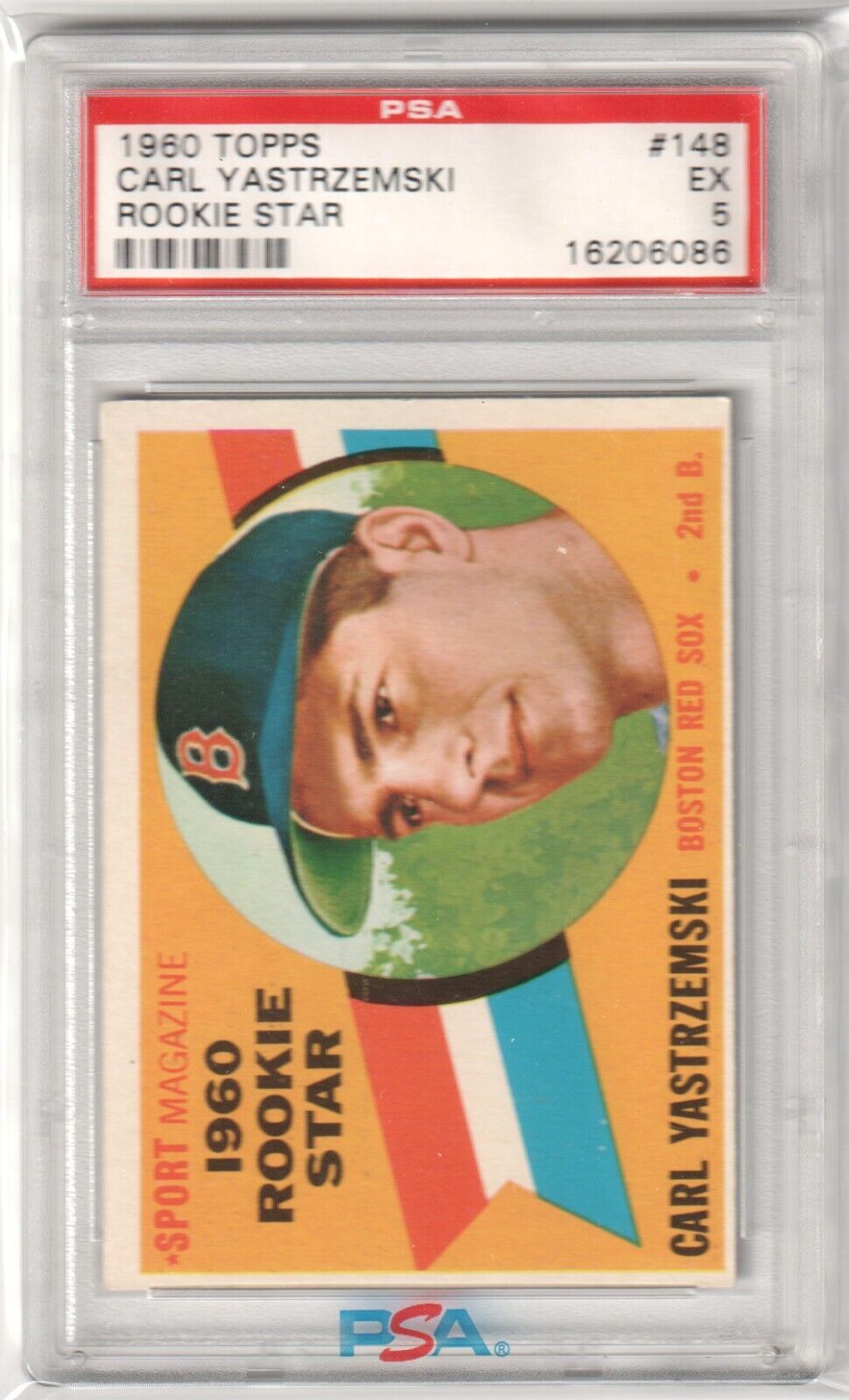 PSA-graded 1960 Topps Carl Yastrzemski Rookie card in case, Columbia Hobby, box free shipping