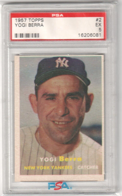 PSA-graded 1957 Topps Yogi Berra single card from Columbia Hobby with free shipping