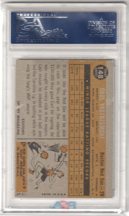 Carl Yastrzemski 1960 Topps Rookie card in protective holder, single cards, Columbia Hobby