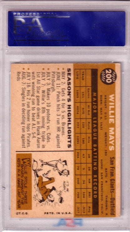 WILLIE MAYS 1960 Topps #200 PSA 5 EX single card in protective case from Columbia Hobby