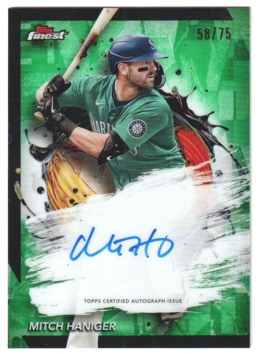 MITCH HANIGER 2024 Topps Finest Green Autograph Auto #/75 - MARINERS