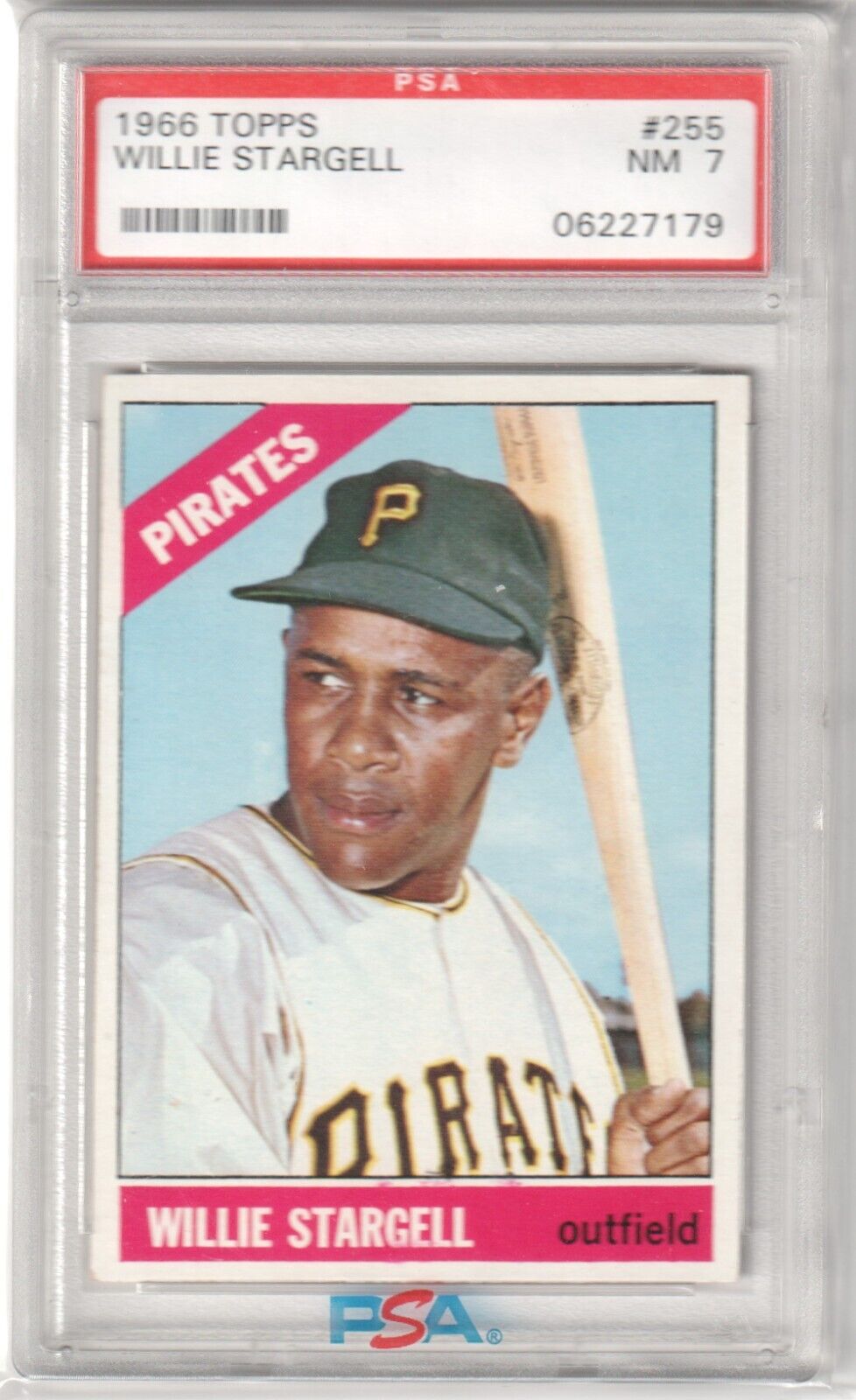 PSA-graded 1966 Topps Willie Stargell baseball card for Pirates featuring batting pose