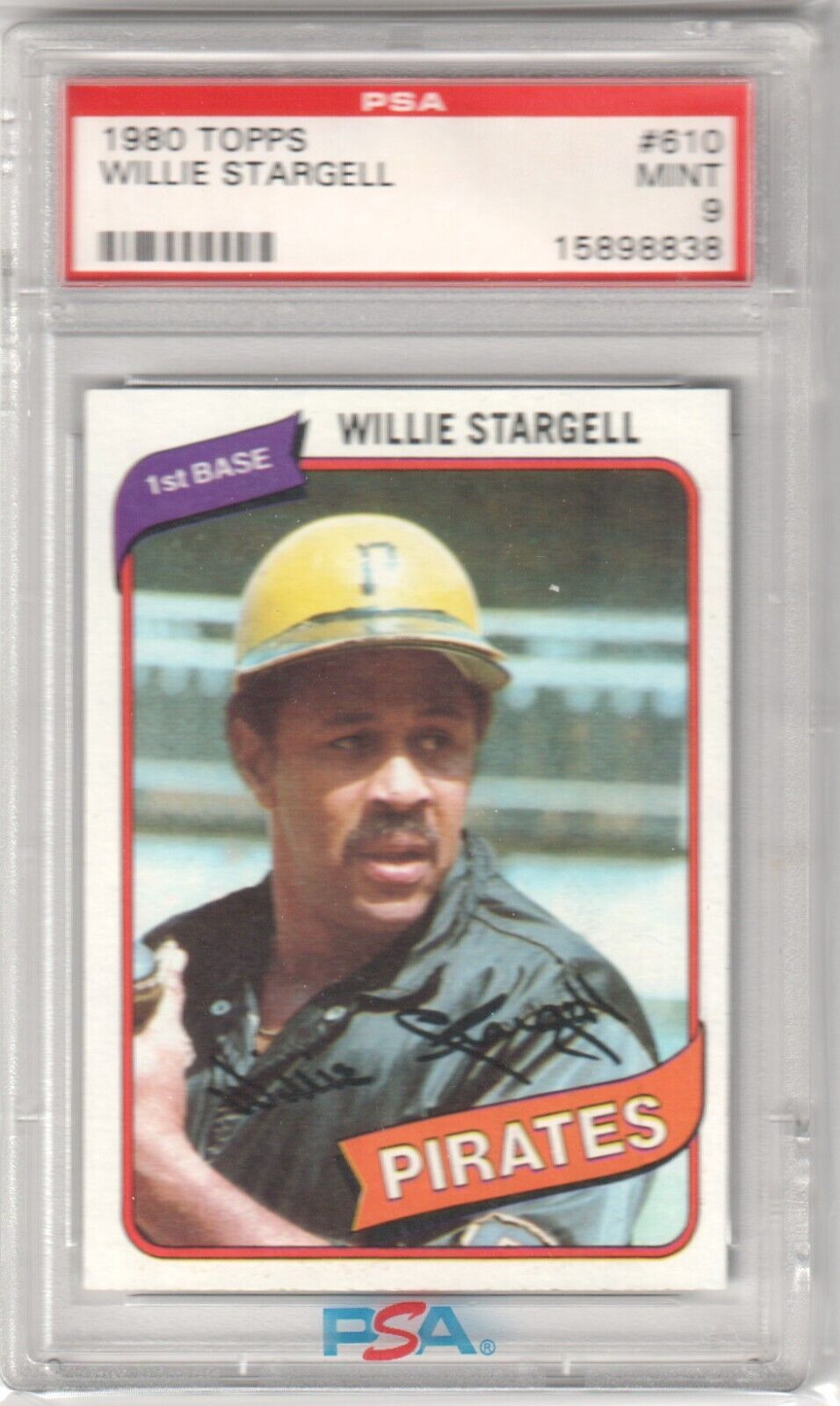 PSA-graded 1980 Topps Willie Stargell baseball card in case, Columbia Hobby box free shipping