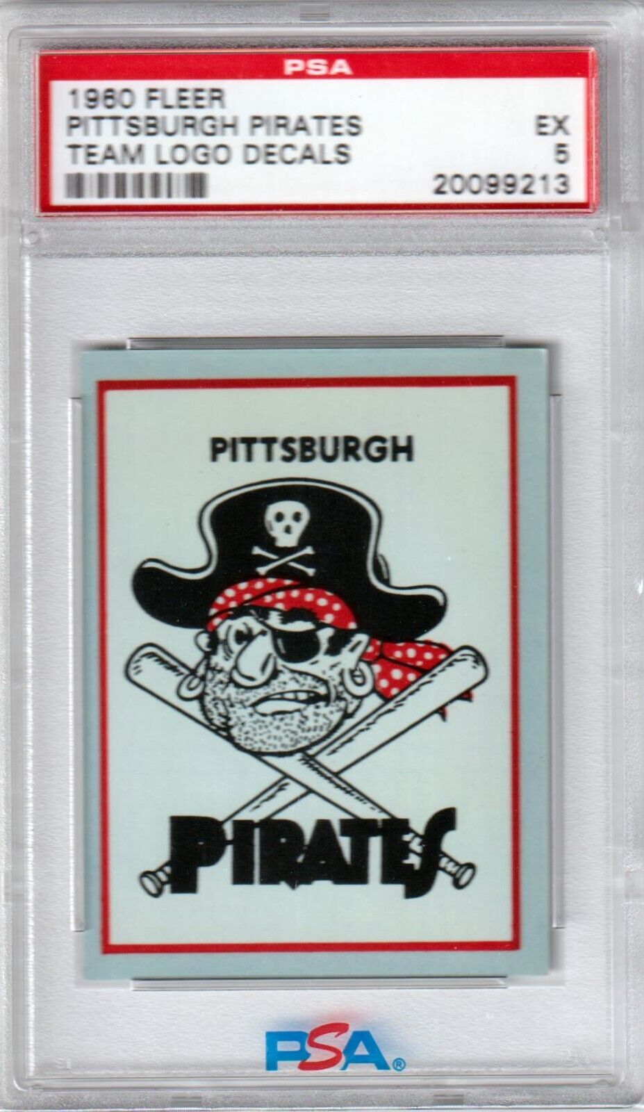 PSA-graded 1980 Fleer Pittsburgh Pirates team logo decal card from Columbia Hobby