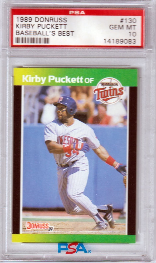 PSA-graded 1989 Donruss Kirby Puckett baseball card, Minnesota Twins, single cards, Columbia Hobby