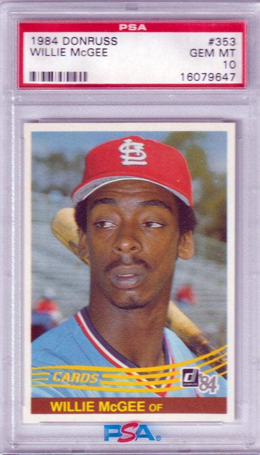 PSA-graded 1984 Donruss Willie McGee card in protective case from Columbia Hobby free shipping