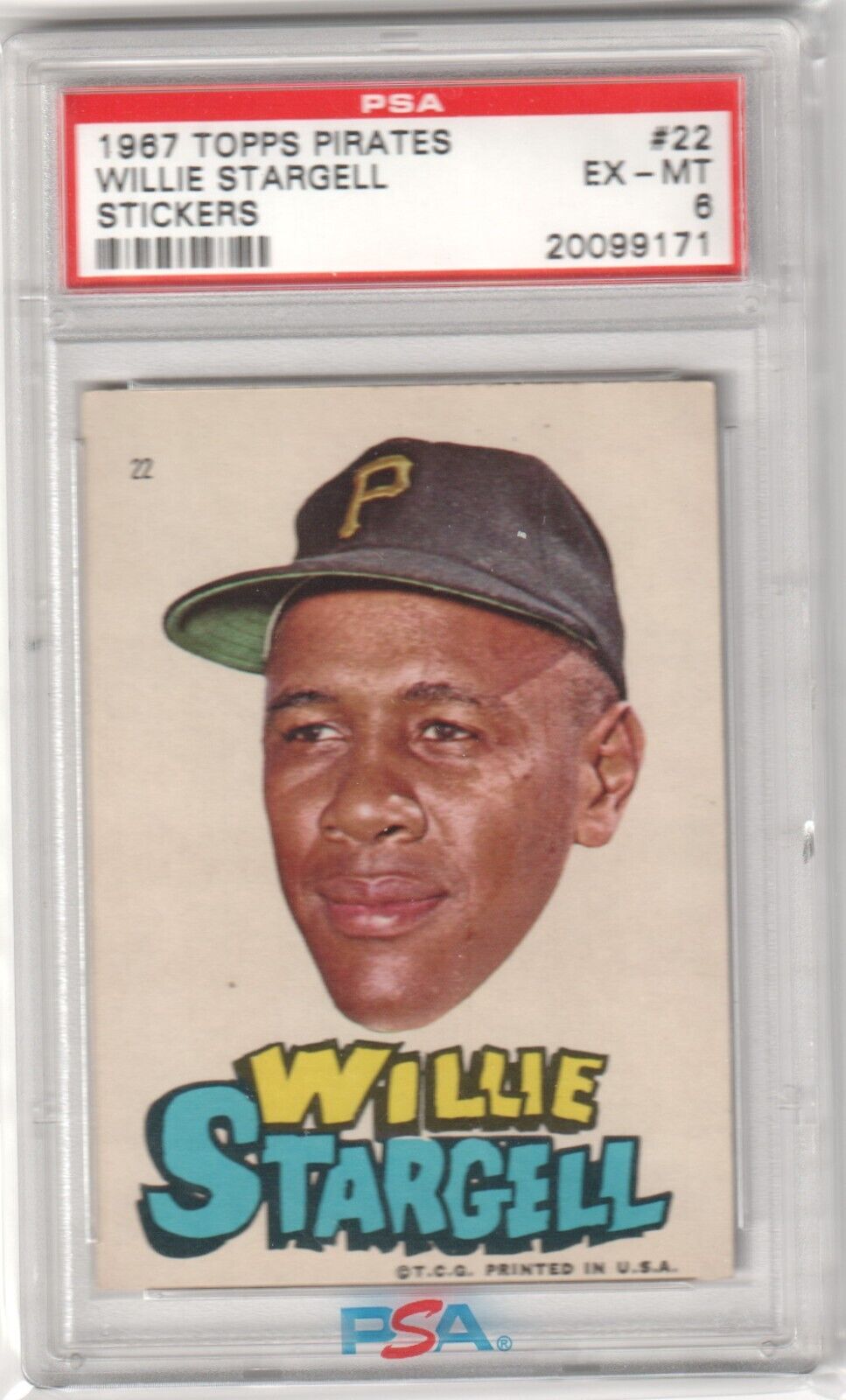 PSA-graded 1967 Topps Pittsburgh Pirates Willie Stargell baseball sticker card