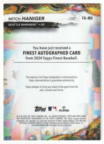 MITCH HANIGER 2024 Topps Finest Green Autograph Auto #/75 - MARINERS