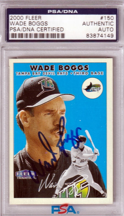 PSA/DNA autographed Wade Boggs 2000 Fleer baseball card, a collectible for single cards fans