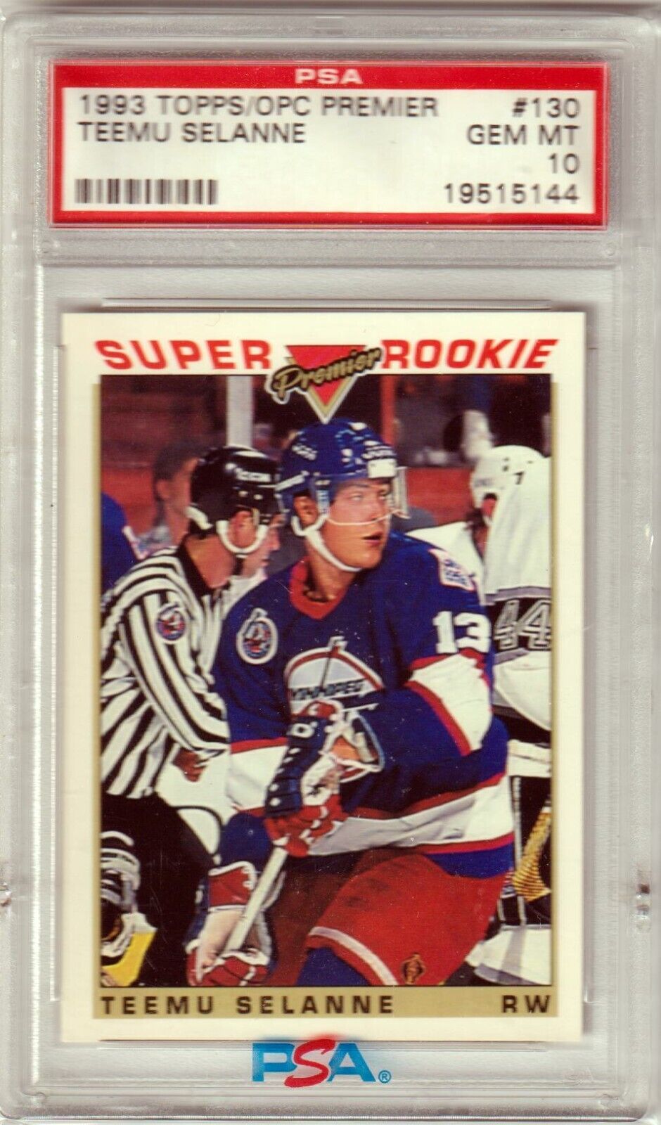 TEEMU SELANNE 1993 Topps OPC Premier Super Rookie RC #130 PSA 10 GEM MINT - JETS