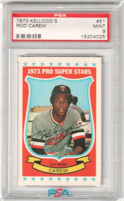 PSA-graded 1973 Kellogg’s Rod Carew baseball card from Columbia Hobby with box free shipping