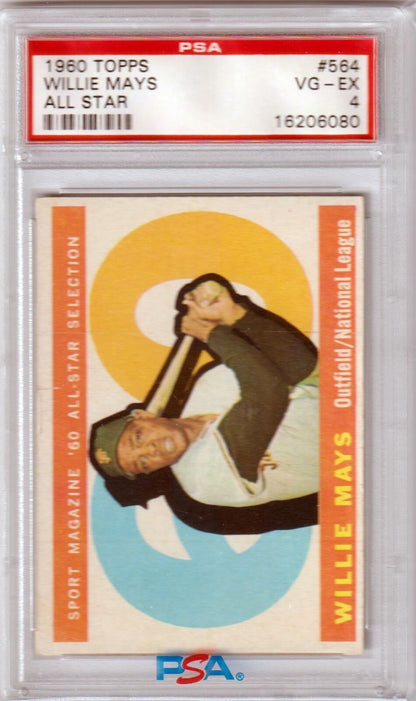 PSA-graded Willie Mays 1960 Topps All-Star card, perfect for single cards collectors