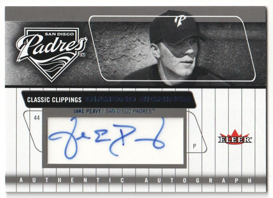 JAKE PEAVY 2005 Fleer Classic Clippings Autograph Auto Blue Foil - PADRES