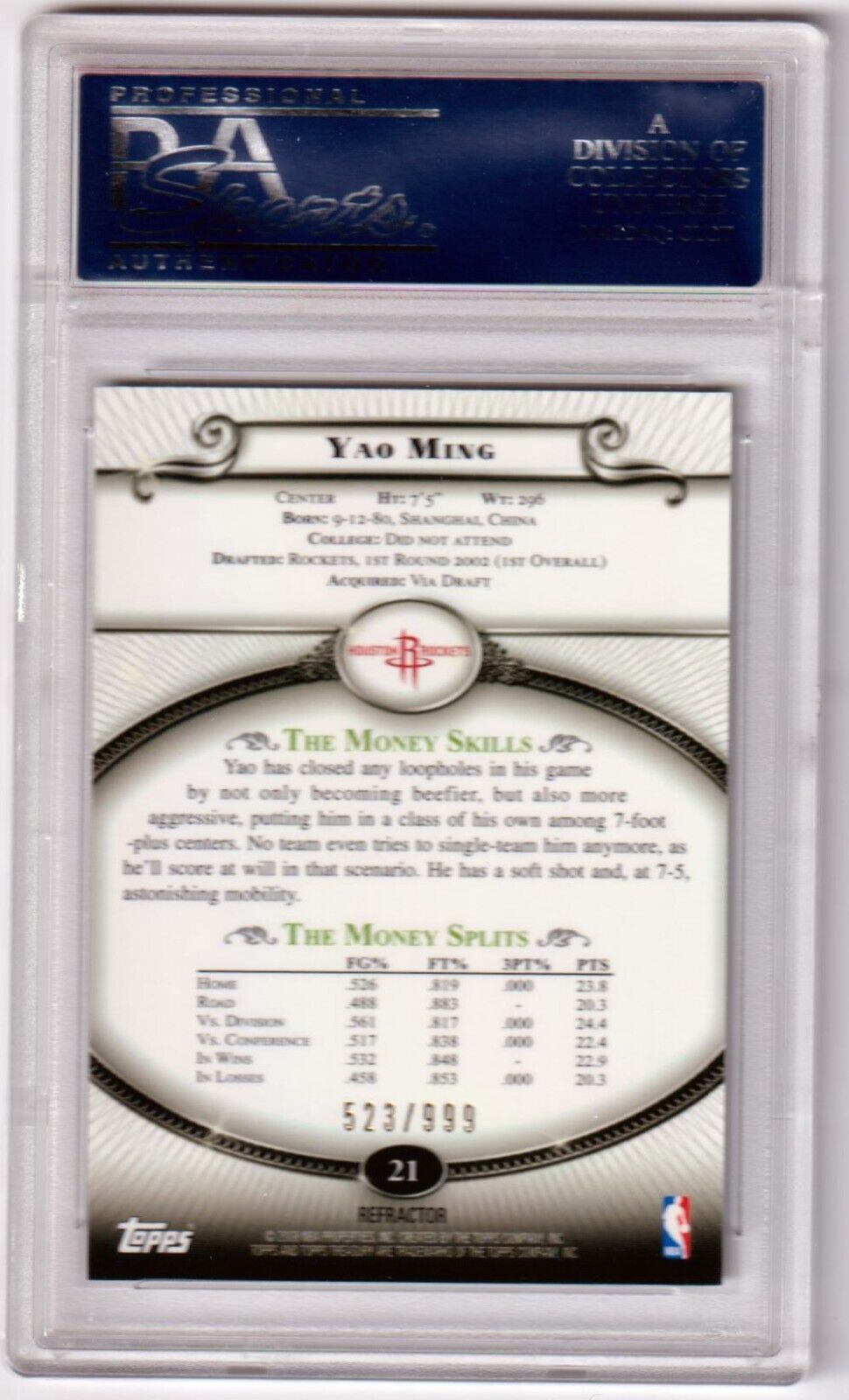 Yao Ming 2008-09 Topps Treasury Bronze Refractor PSA 10 in protective case single cards