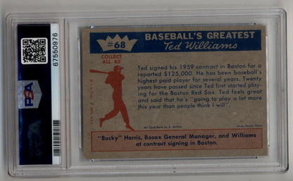 Ted Williams 1956 contract signing baseball card in PSA 7 Near Mint condition