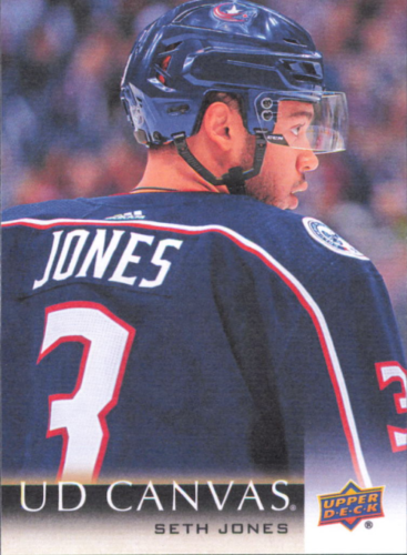 Seth Jones in Upper Deck Canvas jersey number 3 for Columbus Blue Jackets hockey