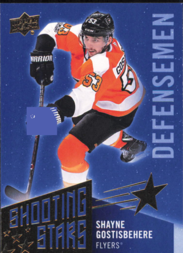 Hockey player in orange Philadelphia Flyers jersey from Upper Deck Shooting Stars set