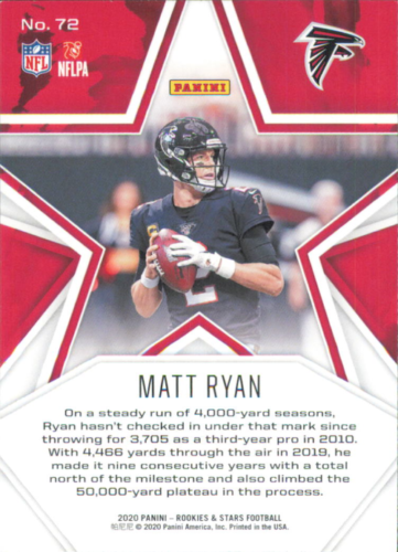 Matt Ryan Atlanta Falcons football trading card in black jersey holding the ball