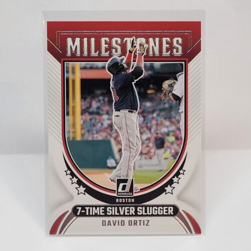 Baseball card of David Ortiz celebrating a hit for the Boston Red Sox, Ortiz Milestones