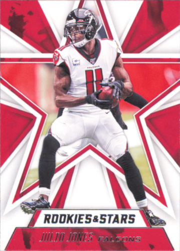 Julio Jones Atlanta Falcons football trading card against red star background