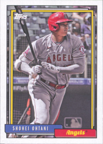 Baseball card of Shohei Ohtani in gray uniform, Topps Update Los Angeles Angels collectible