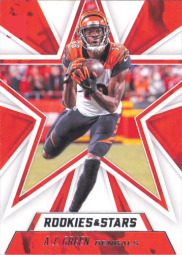 Cincinnati Bengals A.J. Green NFL football card with red star design carrying ball