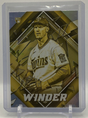 Baseball card of Josh Winder Rookie in gold minted design for Minnesota Twins