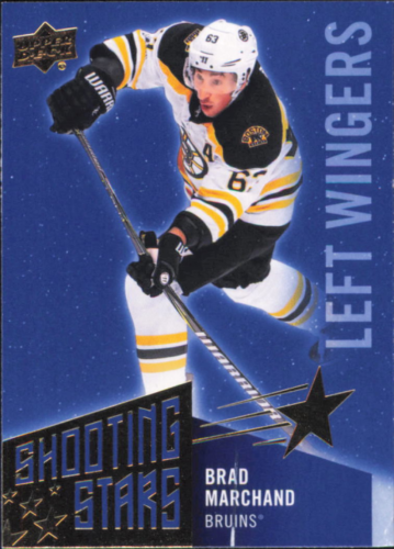 Hockey trading card of Brad Marchand in Boston Bruins uniform, Upper Deck Shooting Stars