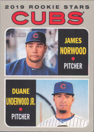 2019 Topps Heritage Rookie Card of Duane Underwood Jr. and James Norwood for Cubs fans