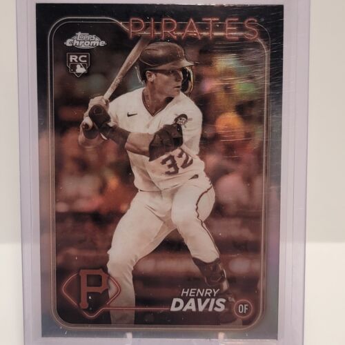 Baseball card of Henry Davis in a white uniform, Topps Chrome Sepia Refractor SP