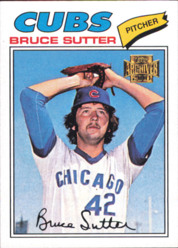 Vintage Topps Archives card of Bruce Sutter in Chicago Cubs uniform number 42