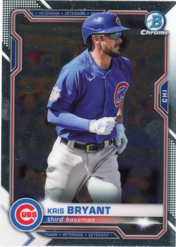 Kris Bryant Chicago Cubs player baseball card from 2021 Bowman Chrome series