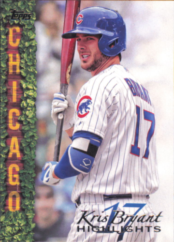 Baseball card of Kris Bryant in Chicago Cubs uniform from Topps Kris Bryant Highlights