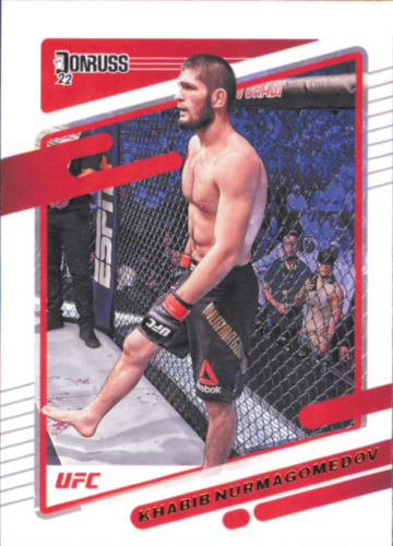 2022 Donruss UFC #4 Khabib Nurmagomedov Card NM-MT featuring fighter in octagon