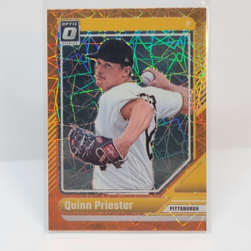 Baseball trading card of Quinn Priester in Donruss Optic Orange Velocity design