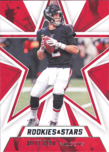 Football trading card of Matt Ryan Atlanta Falcons in black uniform with star design