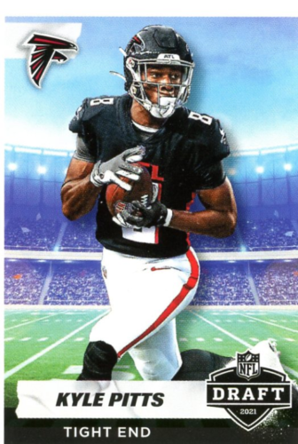 Atlanta Falcons Kyle Pitts catching a football on 2021 Panini Stickers #32