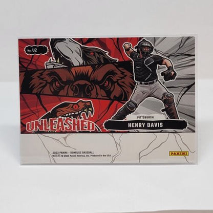 Henry Davis 2023 Donruss Unleashed Vector Parallel baseball card with dynamic catcher design