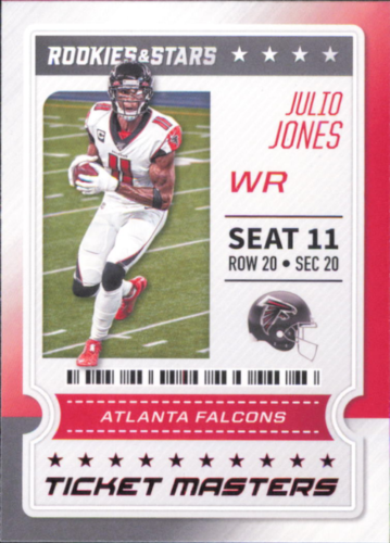 Football trading card of Julio Jones running for the Atlanta Falcons in Stars Ticket Masters