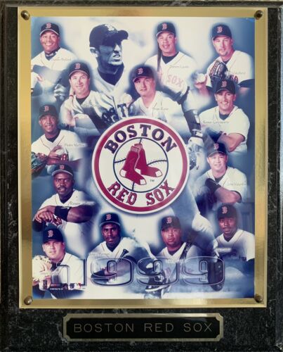 Commemorative Boston Red Sox plaque featuring iconic players and team logo