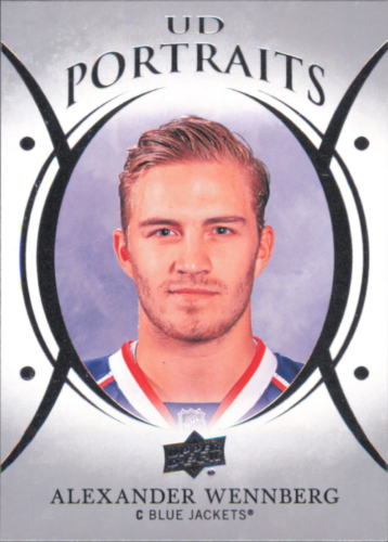 Alexander Wennberg Upper Deck UD Portraits card featuring Blue Jackets jersey