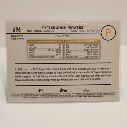 Pittsburgh Pirates team statistics on 2024 Topps Silver Cracked Foil #696 card back