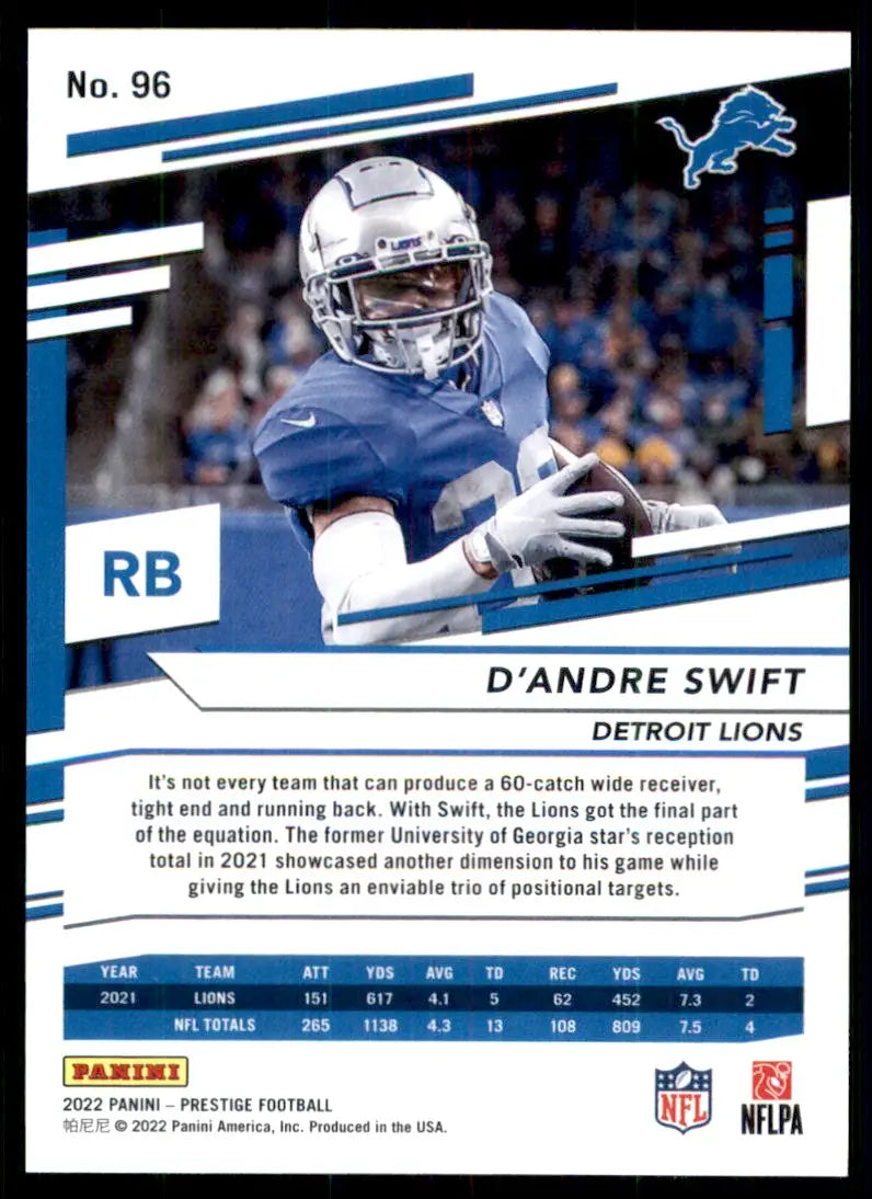 2022 Panini Prestige D’Andre Swift Detroit Lions #96